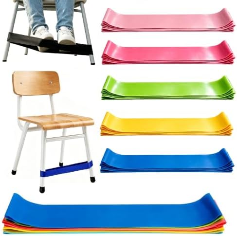 20 Pack Chair Bands for Kids with Fidgety Feet, ADHD Tools for Kids, ROOKEA Sensory Room Must Haves for Adhd Kids Fidget Chair Bands Autism Classroom Must Haves ADHD Tools for Classroom Home Chairs