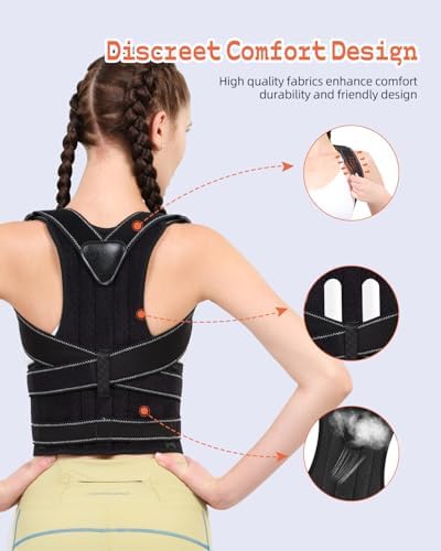 Back Brace Posture Corrector Women Pain Relief, Black, Large