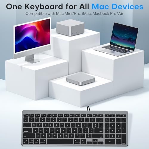 OMOTON USB-A & Type-C Dual Interface Wired Keyboard for Mac, Numeric Keypad