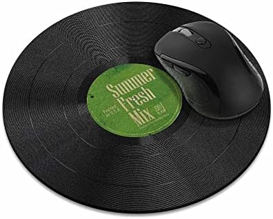 Non-Slip Round Mousepad, WIRESTER Vintage Vinyl Record Green Mouse Pad for Home, Office and Gaming Desk