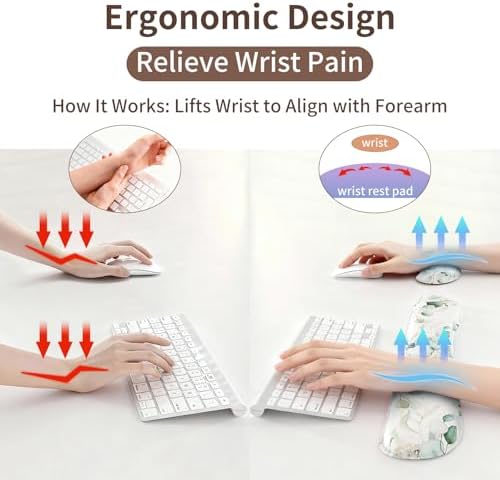 QiyI PU Leather Desk Mat Set, 4-in-1 Ergonomic Wrist Rest, Eucalyptus