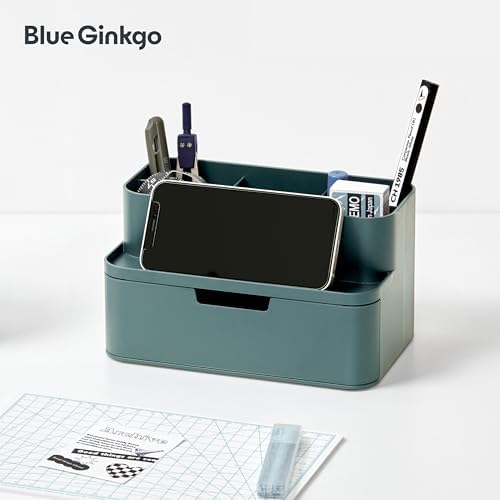 BLUE GINKGO Compact Desk Organizer, Green, Made in Korea