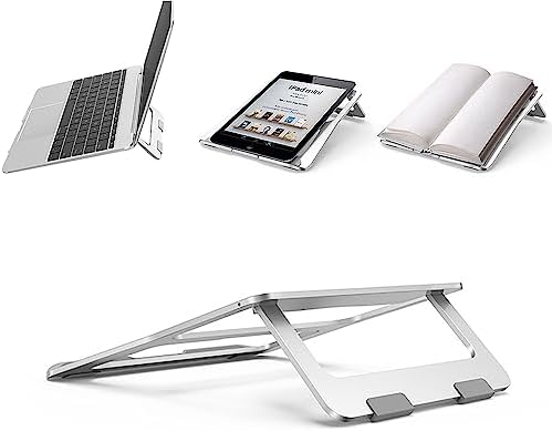 Laptop Stand Travel, Aluminum Portable Foldable Support Stand for 12-17" Laptops and Tablets (Silver)
