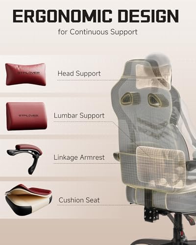GTPLAYER Gaming Chair for Adults, Ergonomic High Back Chair with Footrest