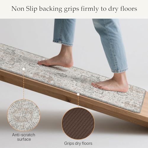 GENIMO Anti Fatigue Kitchen Mats for Floor 2PCS, Standing Rugs,GrayTaupe