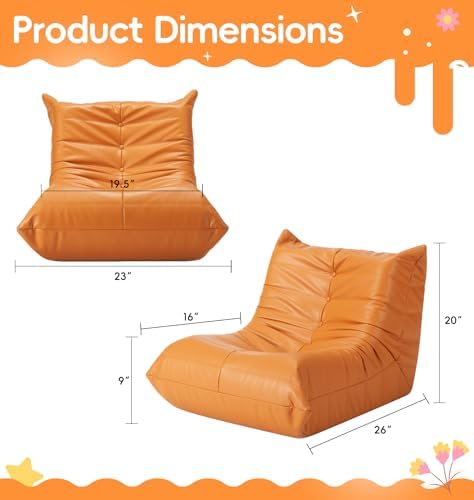 Hobestluk Kids Bean Bag Chair Small Beanbag Couch with Leather Fabric