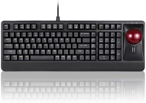 Perixx Periboard-522 Wired Trackball Mechanical Keyboard, Build-in 2.17 Inch Trackball with Pointing and Scrolling Feature, Durable 3.2lbs Weight
