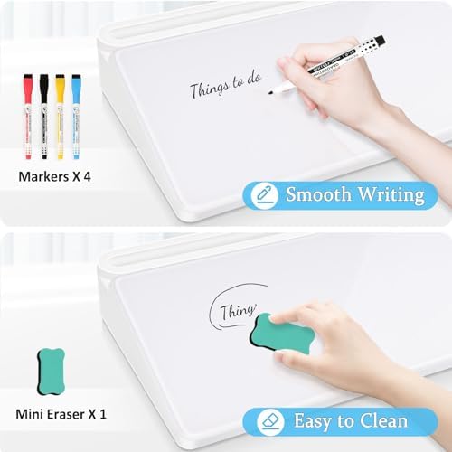 DOLLAR BOSS Glass Desk Whiteboard Small Dry Erase Board, White
