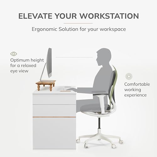 Anji Mountain Monitor Stand for Desk - Desktop Organizer & Laptop Riser, Ergonomic Monitor Riser, Space-Saving, Durable, Easy Assembly & Ideal for Home & Office,Natural, 24-Inch, Storage Edition