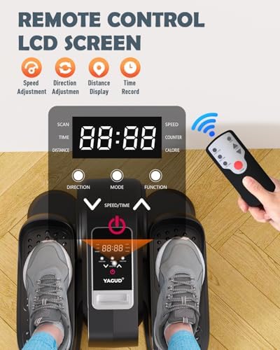 Yagud Under Desk Machine, Electric Elliptical Leg Exerciser for Senior, 13 Adjustable Speeds Quiet and Portable Seated Pedal Exerciser for Training with Remote Control