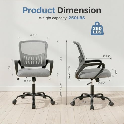 DUMOS Home Office Chair, Ergonomic Lumbar Support Desk Chair