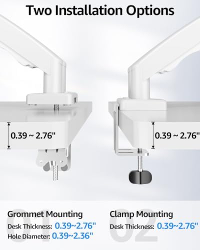 Dual Monitor Stand fits up to 32 inch, 4.4-19.8 lbs Computer Screens, Dual Monitor Desk Mount Height Adjustable, Monitor Arms for 2 Monitors, Home Office VESA Mounts, Freelift White