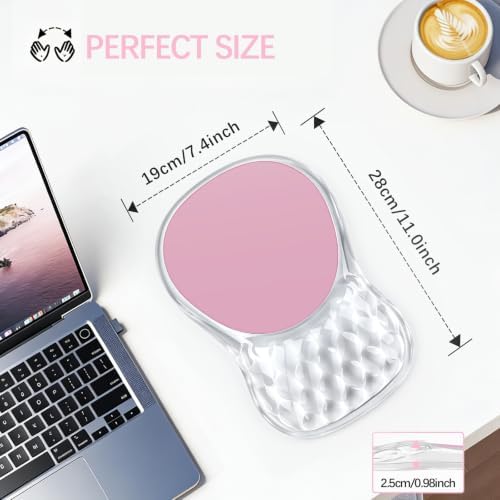 Clear Ergonomic Mouse Pad Wrist Support with Massage Design, Wrist Rest Pain Relief Mousepad with Gel&Non-Slip Silicone Base, Mouse Pads for Wireless Mouse & Desk
