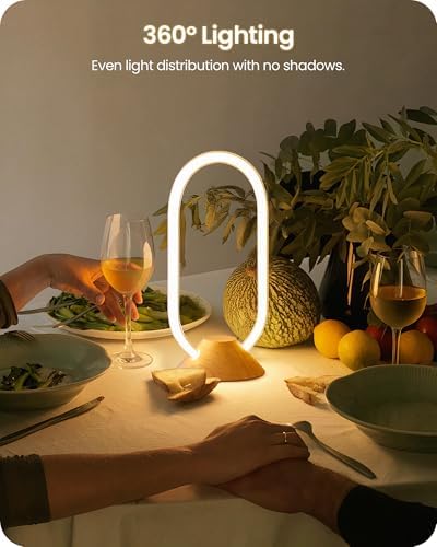 Modern LED Table Lamp, Bedside Lamp with Oval Design, 3 Color Temperatures, Adjustable Brightness, 360° Lighting, Unique Desk Lamp for Bedroom, Living Room, Study, Office, Natural M64TL05