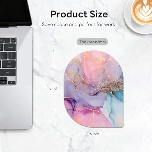 Contoured Oval Mouse Pad 6x8in Non-Slip for Laptop,Dream Marble