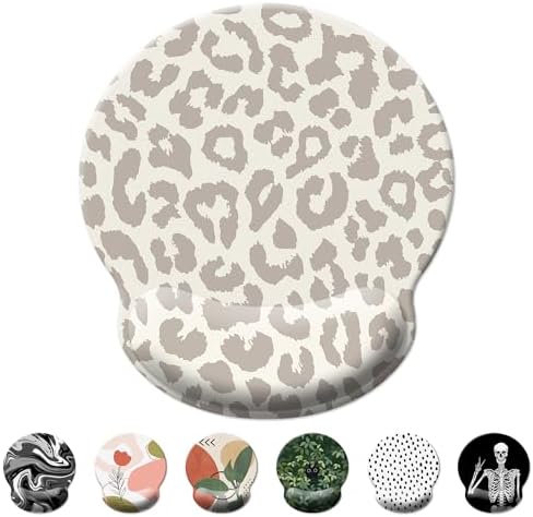 Mouse Pad Wrist Support,Ergonomic Mouse Pad with Wrist Rest,Comfortable Mousepad with Smooth Wrist Rest,Pain Relief Mouse Pads for Non-Slip Base,Computer,Laptop,Office & Home(Leopard Print)