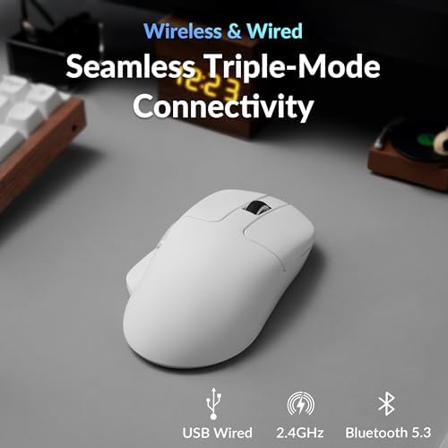 Keychron M7 8K Wireless Mouse, 30K DPI, 2.4 GHz/Bluetooth/Wired, 66g, White