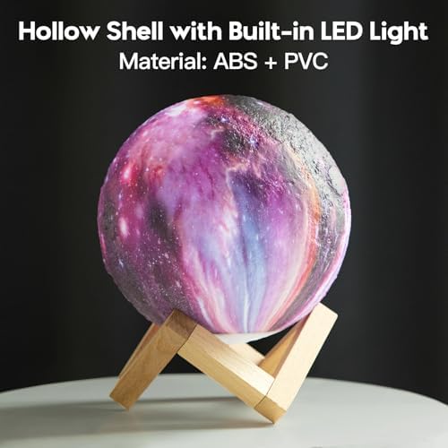 BRIGHTWORLD Moon Lamp Galaxy Lamp 5.9 inch 16 Colors LED 3D Moon Light, Remote & Touch Control Moon Night Light Gifts for Girls Boys Kids Women Birthday（Wooden Base）