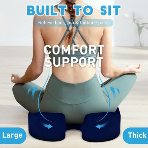 BlissTrends Extra Thick Seat Cushion for Office Chair & Car Seat, Blue