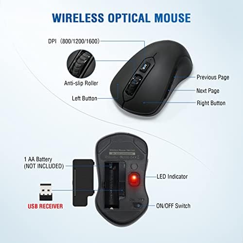 QUASIO Wireless Keyboard Mouse Combo, Windows & Mac Compatible (8 Pack)