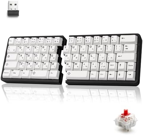YIVU Split Mechanical Keyboard, 60% Wireless Ergonomic Design, 2.4G, Hot-Swappable Red Switches, QMK/Vial Programmable, Black