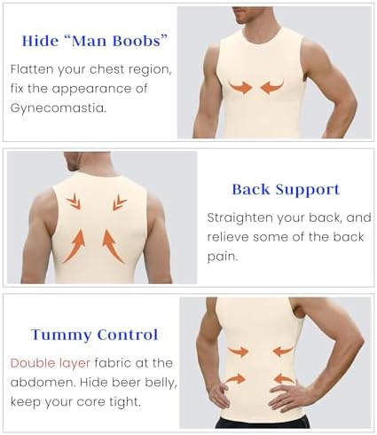 Compression Shirt Men Slimming Body Shaper Vest Crewneck Workout Tank Top