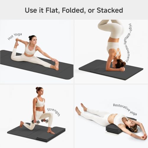 PAIDU Foldable Yoga Mat 10mm Thick, 75"x26" Non-Slip Fitness Exercise Mat