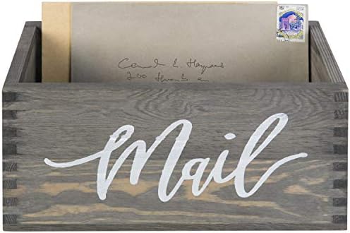MyGift Vintage Gray Wood Mail Holder, Desktop Letter Organizer Bin