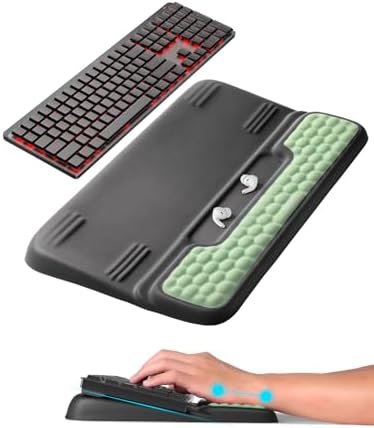 Vaydeer Keyboard Stand with Wrist Rest, Gaming Wrist Support Pad, Ergonomic Hand Rest Arm Soft Memory Foam for Palm Typing Comfort, Keyboard Riser Holder Lift Computer Desk Accessory Office Home-Green