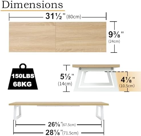 TEAMIX 31.5 inch Dual Monitor Stand Riser, Laptop/TV Stand, Desk Organizer