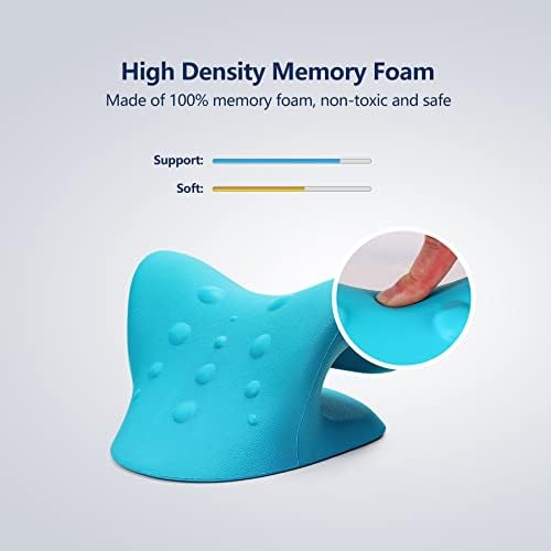 Cozyhealth Neck Stretcher for Neck Pain Relief, Neck and Shoulder Relaxer Cervical Traction Device Pillow for TMJ Pain Relief and Muscle Relax, Cervical Spine Alignment Chiropractic Pillow (Blue)