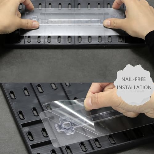 MULSAME Pegboard Combination Kit, Wall Mounted Storage Set with 4 Pegboards & 14 Accessories Hanging, Black Peg Boards Organizer for Walls Display, Crafts Organization, Kitchen Organizer, 22" x 22"