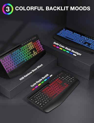 SABLUTE Wireless Keyboard and Mouse Combo - 9 Backlit Effects, 2.4GHz