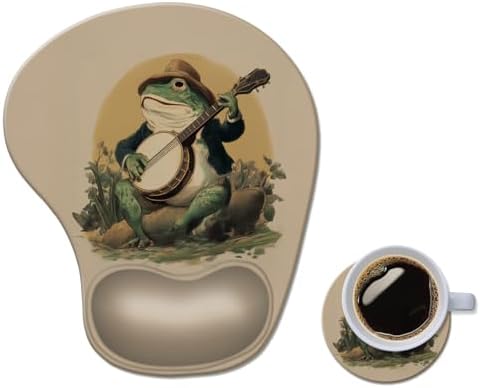Ergonomic Mouse Pad with Wrist Rest,Comfortable Computer Gel Mouse Pad Wrist Support for Laptop,Pain Relief Mousepad with Non-Slip PU Base Frog