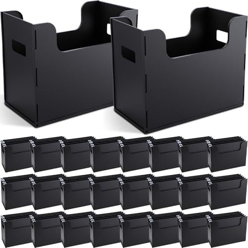 24 Pcs Portable Desktop File, Filing Organizer, Black