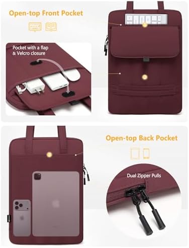 HYZUO 13.3-14 Inch Puffy Laptop Case Sleeve Padded Handbag, Wine Red