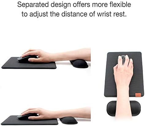 SenseAGE Detachable Ergonomic Mouse Pad with Wrist Rest Support, Adjustable Placement for Pain Relief, Non-Slip Base, for Computer & Laptop, Office Desk Accessories, 9.7 x 7.3 in (Light Grey)