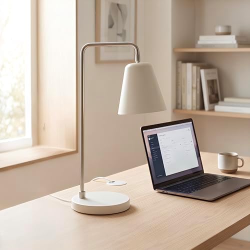 HarvestLand Steady Desk Lamp, Reading Lamp for Home Office, White Silver