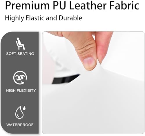 Waterproof PU Leather Gaming Chair Cover, Ergonomic Office Computer Game Chair Slipcovers, 4pcs Set Anti-Slip Stretchy Covers for Reclining Racing Gaming Chair (White)