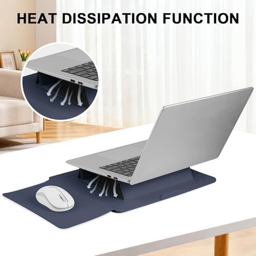 HoYiXi 13.3'' /13.6'' Laptop Sleeve Case PU Leather with Stand Compatible with MacBook Pro 14/MacBook Air 13(M1 M2)/ASUS Vivobook 14/Dell XPS 13/ASUS Matebook,13-14'' Laptop Bag,Blue