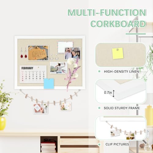 DOLLAR BOSS Double-Sided Bulletin Boards with Linen, 30"x20" Cork Board