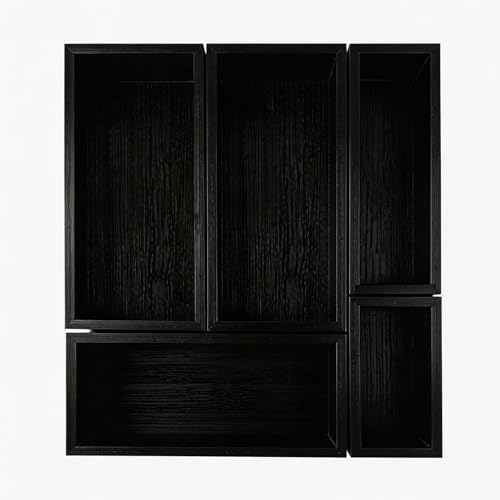 bamboo drawer organizer Set,expandable drawer dividers,wooden storage organizers,drawer organizers for kitchen, bathroom,flatware,Tea Bag Organizer (1 X 5PCS Black)