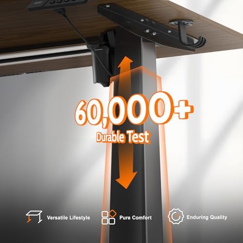 55 Inch Height Adjustable Standing Desk for Home Office, Brown