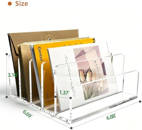 Clear Acrylic 5-Compartment Mail & Letter Desk Organizer