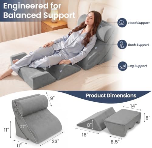 WSOFRALC 5PCS Orthopedic Wedge Pillow Set for After Surgery