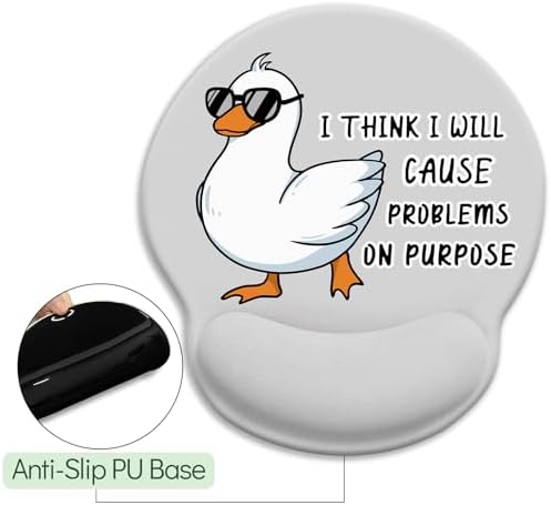 LIMKRIAN Funny Duck Ergonomic Mouse Pad with Gel Wrist Rest, 9.8 x 8.6 in