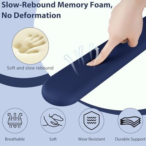 Sushret Mouse Pad and Keyboard Wrist Rest, 3-in-1 Gel Memory Foam Ergonomic Mouse Pad with Wrist Rest Set, Gaming Mousepad Arm Cushion Support for Computer Office Desk Accessories Cute Setup,Dark Blue