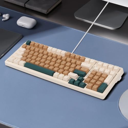 Merdia Wireless Mechanical Keyboard, Triple Mode 2.4G/USB-C/BT Gaming Keyboards 100 Keys RGB Backlit, Blue Switch Keyboard | Rechargeable Mechanical Gaming Keyboards | Brown Combo