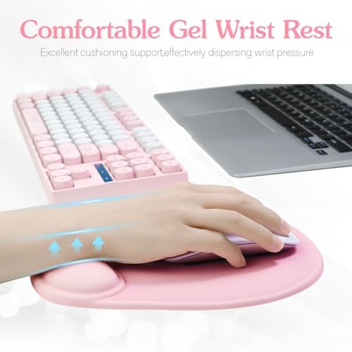 Office Mousepad with Wrist Support,9 * 7.5inch,Pink