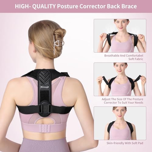 Alsoay Posture Corrector for Women and Men, Back Brace Adjustable Upper Posture Support, Back Support, Comfortable Back Straightener Support for Clavicle Support, and Providing Pain Relief from Neck